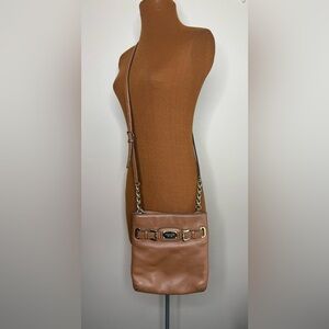 Michael Kors Hamilton Brown Leather Crossbody Handbag Purse